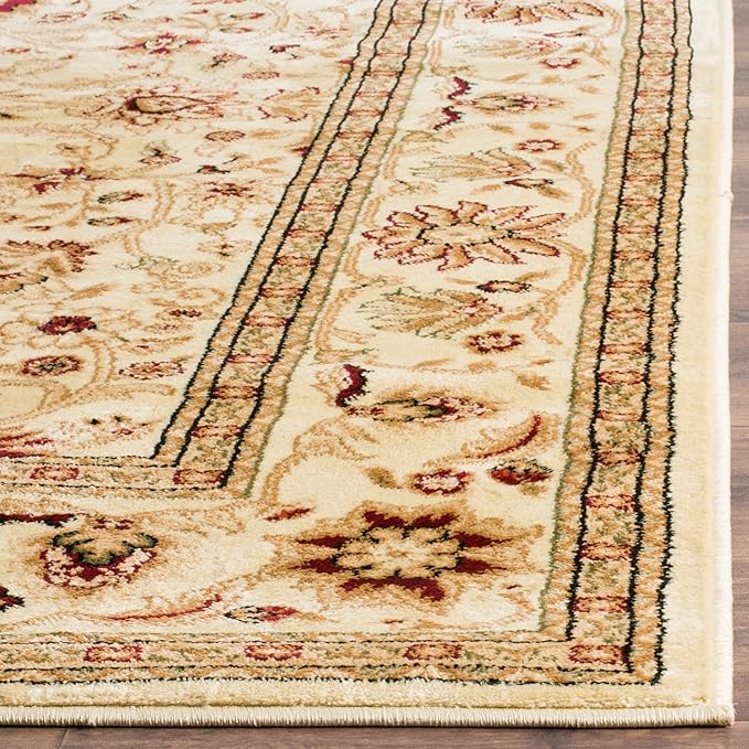 SAFAVIEH Lyndhurst Collection 8' Square Ivory / Ivory LNH212L Traditional Oriental Non-Shedding Living Room Bedroom Dining Home Office Area Rug