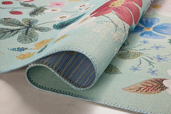 Loloi Rifle Paper Co. Perennial Collection Strawberry Fields PRN-02 Mint 2'-5" x 3'-11" Indoor/Outdoor Accent Rug