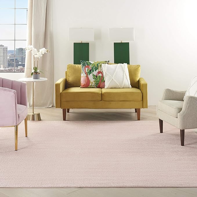 Nourison Essentials Indoor/Outdoor Pink 9' x Square Area Rug, Easy Cleaning, Non Shedding, Bed Room, Living Room, Dining Room, Backyard, Deck, Patio (9 Square)