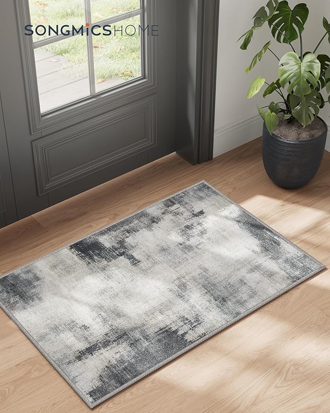SONGMICS HOME Area Rug, 2x3 ft Rug for Living Room, Non-Slip Carpet, Modern Abstract Style, Home Decor, for Bedroom, Kitchen, Entryway, Dining Room, Machine Washable, Dove Gray UTAR071G01