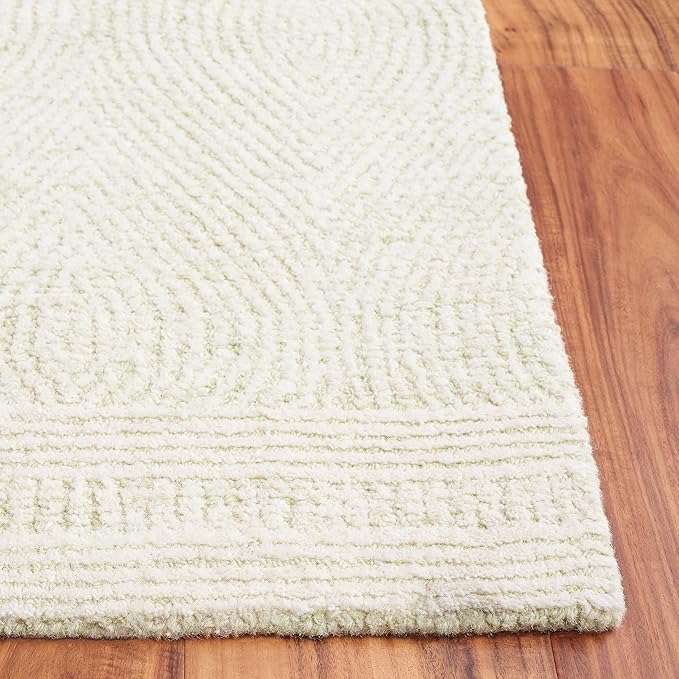 SAFAVIEH Abstract Collection Runner Rug - 8' Runner, Green & Ivory, Transitional Design, Ideal for High Traffic Areas in Hallway, Bathroom & Kitchen (ABT340Y-28)