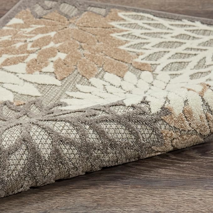 Nourison Aloha Indoor/Outdoor Natural 9'6" x 13' Area -Rug, Tropical, Botanical, Easy Cleaning, Non Shedding, Bed Room, Living Room, Dining Room, Deck, Backyard, Patio (9x13)