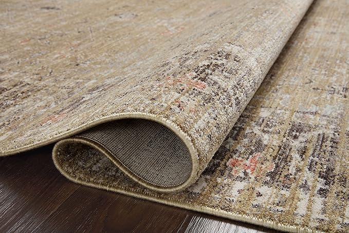 Loloi Magnolia Home by Joanna Gaines Millie Collection MIE-03 Gold/Charcoal 2'-7" x 12'-0", .25" Pile Height, Runner Rug