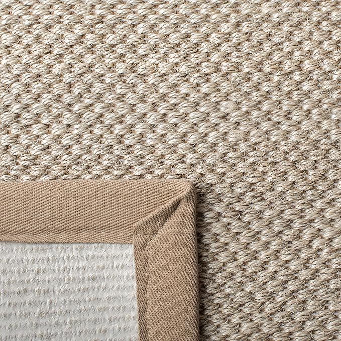 SAFAVIEH Natural Fiber Collection Area Rug - 5' x 8', Marble & Linen, Border Sisal Design, Easy Care, Ideal for High Traffic Areas in Living Room, Bedroom (NF143B)