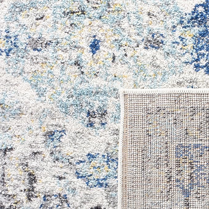 SAFAVIEH Madison Collection Runner Rug - 2'3" x 16', Ivory & Aqua, Boho Chic Distressed Design, Non-Shedding & Easy Care, Ideal for High Traffic Areas in Living Room, Bedroom (MAD611A)
