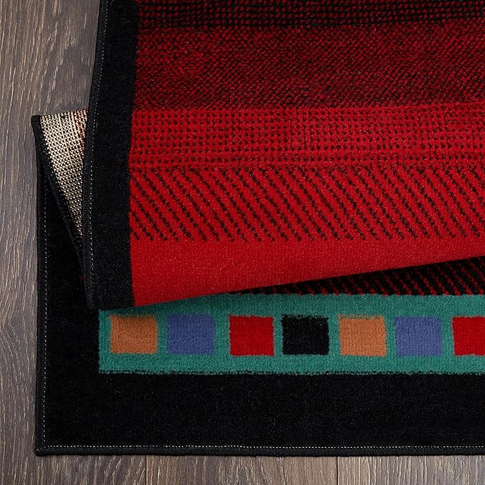 Home Dynamix Sagrada Southwest Area Rug 2x7 Black/Red/ Ivory