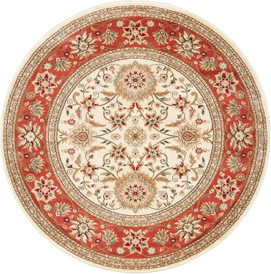 SAFAVIEH Lyndhurst Collection 3'3" Round Ivory/Rust LNH212R Traditional Oriental Non-Shedding Living Room Bedroom Area Rug