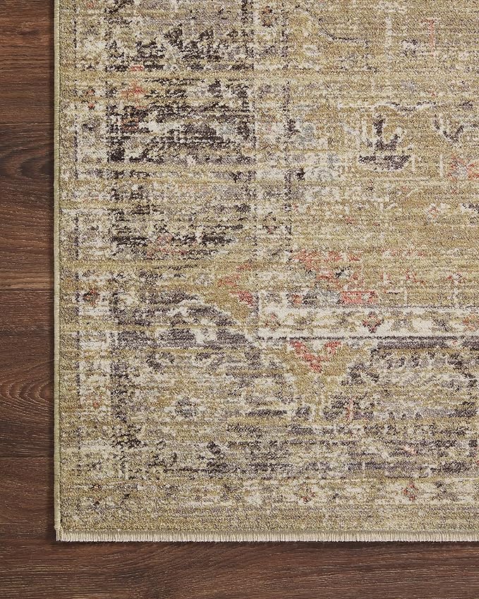 Loloi Magnolia Home by Joanna Gaines Millie Collection MIE-03 Gold/Charcoal 7'-10" x 10', .25" Pile Height, Area Rug
