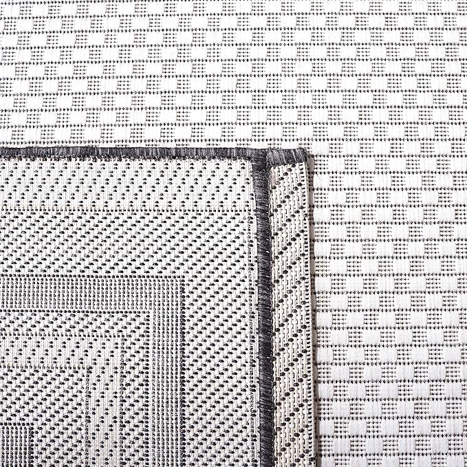 SAFAVIEH Courtyard Collection Runner Rug - 2'3" x 16', Ivory & Black, Geometric Pattern, Indoor/Outdoor & Washable, Ideal for Patio, Backyard, Mudroom (CY8475-53712-216)