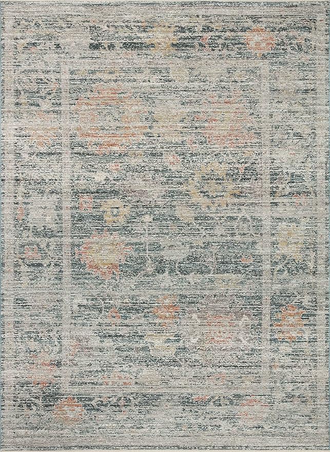 Loloi Magnolia Home by Joanna Gaines Millie Collection MIE-01 Blue/Multi 11'-6" x 15'-7", .25" Pile Height, Area Rug