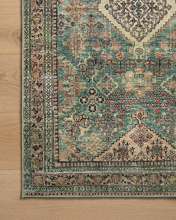 Loloi Magnolia Home by Joanna Gaines Sinclair Collection SIN-03 Turquoise/Multi 2'-3" x 3'-9", .25" Pile Height, Machine Washable, Accent Rug