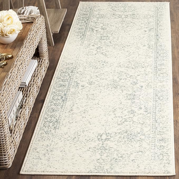 SAFAVIEH Adirondack Collection Runner Rug - 2'1" x 6', Ivory & Slate, Oriental Distressed Design, Non-Shedding & Easy Care, Ideal for High Traffic Areas in Living Room, Bedroom (ADR109S)