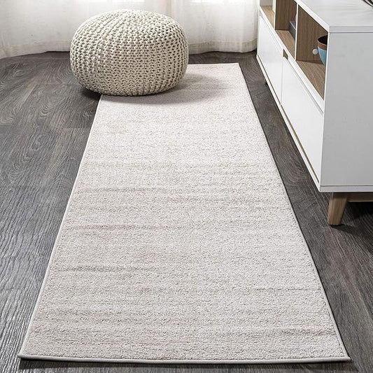 JONATHAN Y SEU100D-214 Haze Solid Low-Pile Indoor Runner Rug, Coastal, Bohemian, Minimalist, Classic, Casual for Bedroom,Kitchen,Living Room,Non Shedding,Easy-Washing, Ivory, 2 X 14