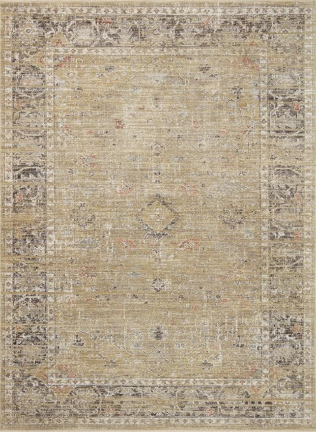Loloi Magnolia Home by Joanna Gaines Millie Collection MIE-03 Gold/Charcoal 2'-7" x 12'-0", .25" Pile Height, Runner Rug