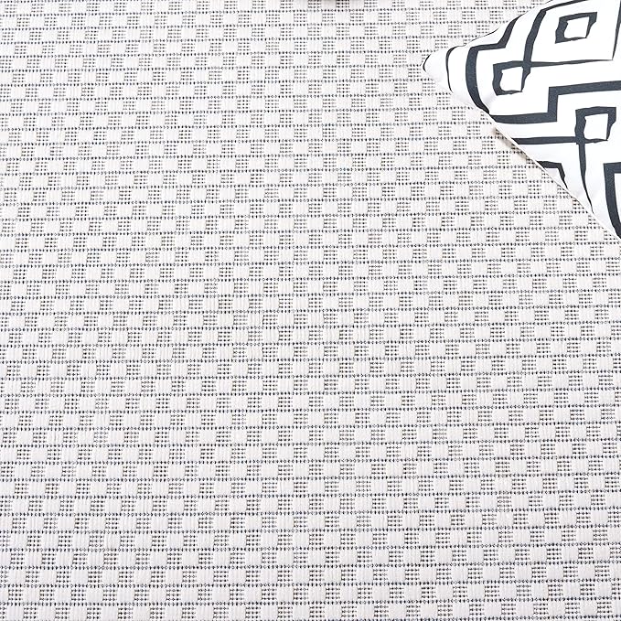 SAFAVIEH Courtyard Collection Runner Rug - 2'3" x 14', Ivory & Navy, Non-Shedding & Easy Care, Indoor/Outdoor & Washable-Ideal for Patio, Backyard, Mudroom (CY8475-53412)