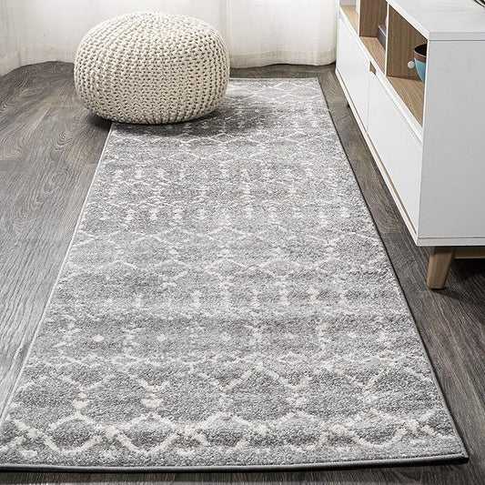 JONATHAN Y MOH101C-214 Moroccan Hype Boho Vintage Diamond Gray/Ivory 2 ft. x 14 ft. Runner Rug, Pet Friendly, Non Shedding, Stain Resistant, Easy-Cleaning for Home, Bedroom, Living Room, Kitchen