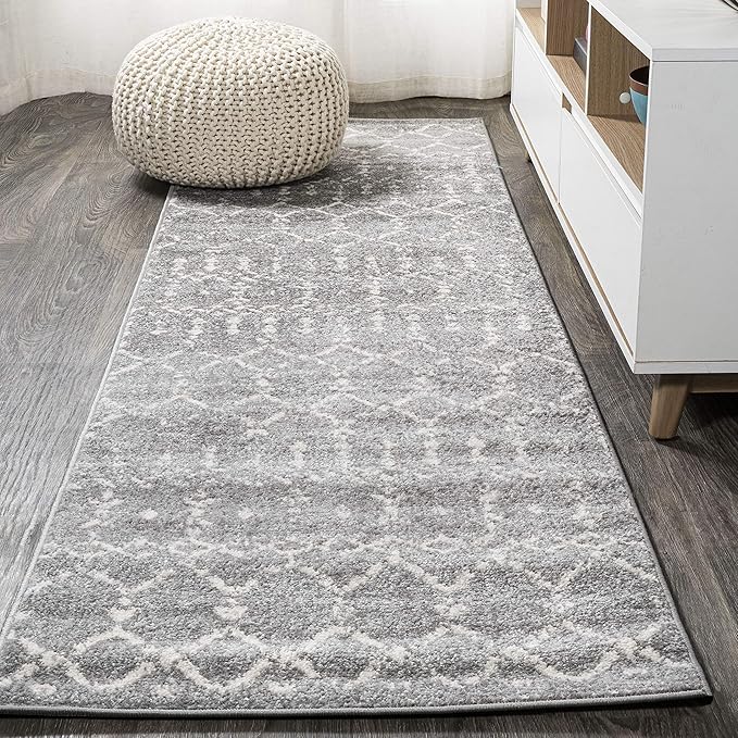 JONATHAN Y MOH101C-220 Moroccan Hype Boho Vintage Diamond Gray/Ivory 2 ft. x 20 ft. Runner Rug, Pet Friendly, Non Shedding, Stain Resistant, Easy-Cleaning for Home, Bedroom, Living Room, Kitchen