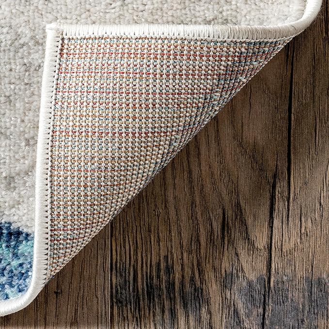 nuLOOM 5x8 Thigpen Contemporary Area Rug, Light Blue, Abstract Lines, Non-Slip Backing, Stain Resistant, For Bedroom, Dining Room, Living Room, Hallway, Office, Kitchen, Entryway