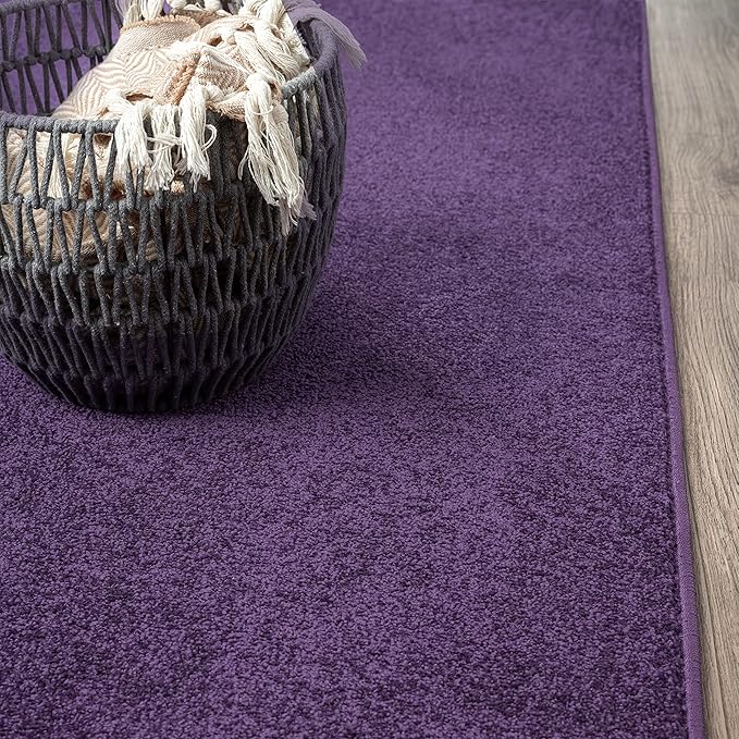 JONATHAN Y SEU100N-214 Haze Solid Low-Pile Indoor Runner Rug, Coastal, Bohemian, Minimalist, Classic, Casual for Bedroom,Kitchen,Living Room,Non Shedding,Easy-Washing, Purple, 2 X 14