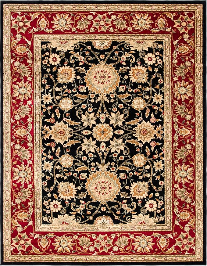 SAFAVIEH Lyndhurst Collection Area Rug - 9' x 12', Black & Red, Traditional Oriental Design, Non-Shedding & Easy Care, Ideal for High Traffic Areas in Living Room, Bedroom (LNH212G)