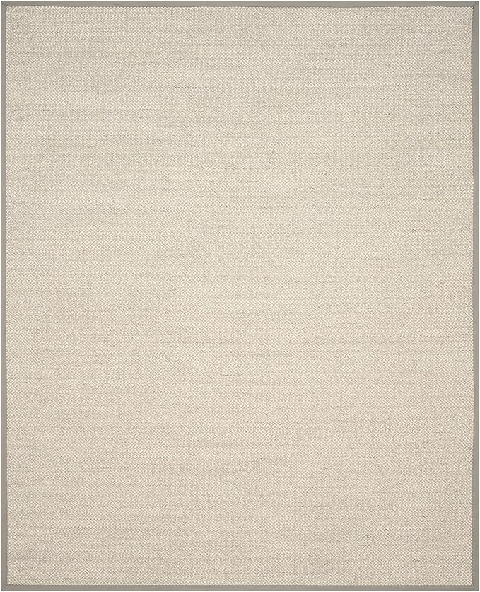 SAFAVIEH Natural Fiber Collection Area Rug - 10' x 14', Marble & Khaki, Border Sisal Design, Easy Care, Ideal for High Traffic Areas in Living Room, Bedroom (NF143E)