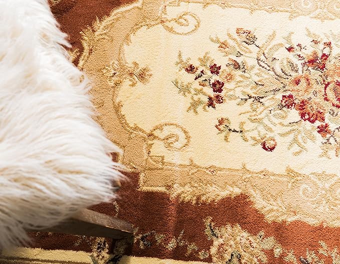 Unique Loom Versailles Collection Traditional Classic Floral Motif Area Rug (2' 2 x 6' 0 Runner, Terracotta/ Ivory)