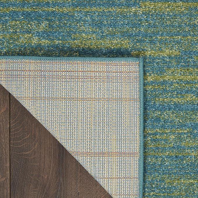 Nourison Essentials Indoor/Outdoor Blue Green 2'2" x 10' Area Rug, Easy Cleaning, Non Shedding, Bed Room, Living Room, Dining Room, Backyard, Deck, Patio (2x10)