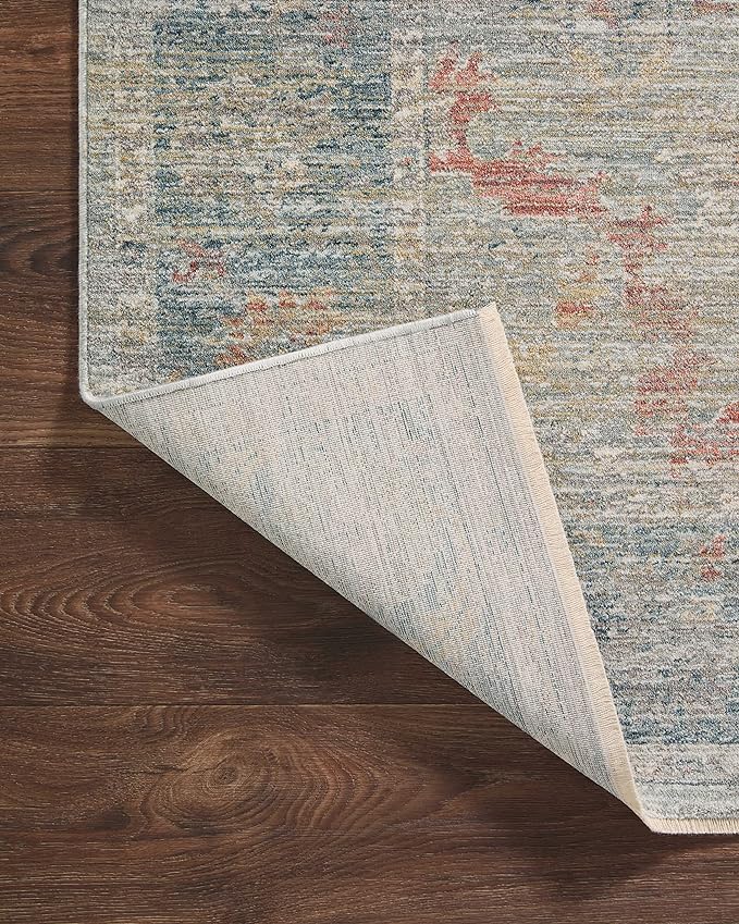 Loloi Magnolia Home by Joanna Gaines Millie Collection MIE-04 Slate/Multi 9'-6" x 9'-6", .25" Pile Height, Round Area Rug