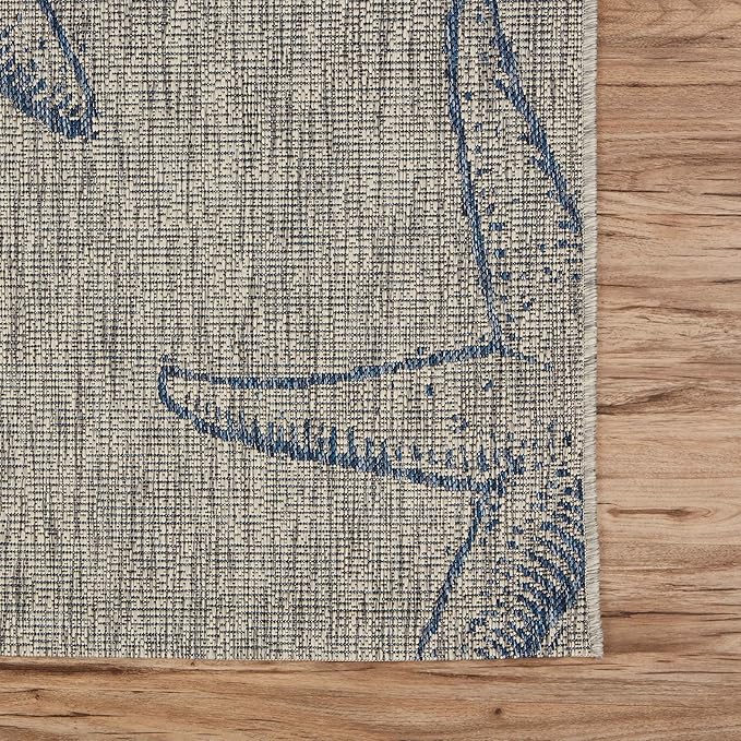 LR Home Captiva Starry Shores Indoor/Outdoor Area Rug, 7'9" x 9'5", Gray/Navy