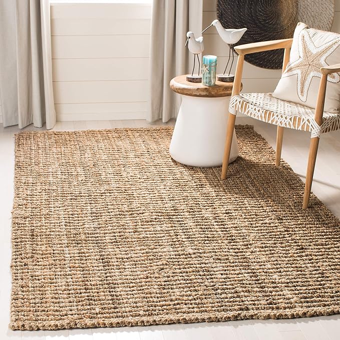 SAFAVIEH Natural Fiber Collection Accent Rug - 2' x 3', Natural, Handmade Chunky Textured Jute 0.75-inch Thick, Ideal for High Traffic Areas in Entryway, Living Room, Bedroom (NF447A)