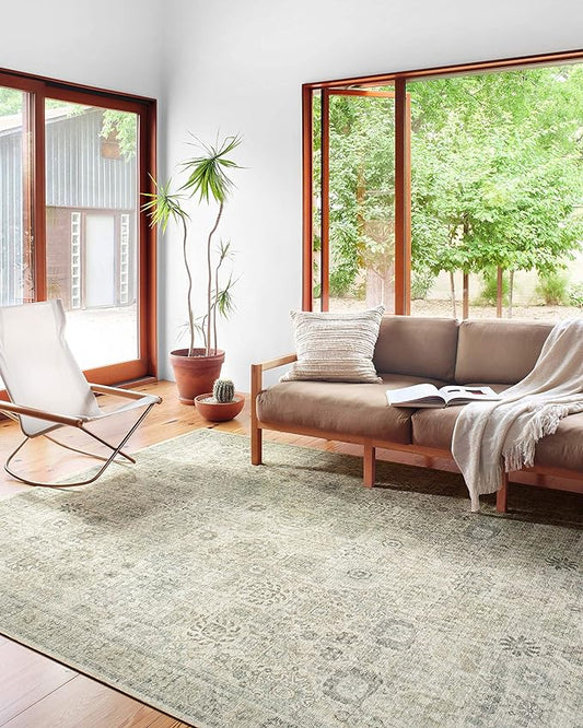 Loloi II Skye Collection SKY-14 Natural/Sage 6'-0" x 9'-0" Area Rug
