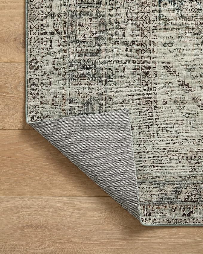 Loloi Magnolia Home by Joanna Gaines Sinclair Collection SIN-04 Natural/Sage 3'-6" x 5'-6", .25" Pile Height, Machine Washable, Accent Rug