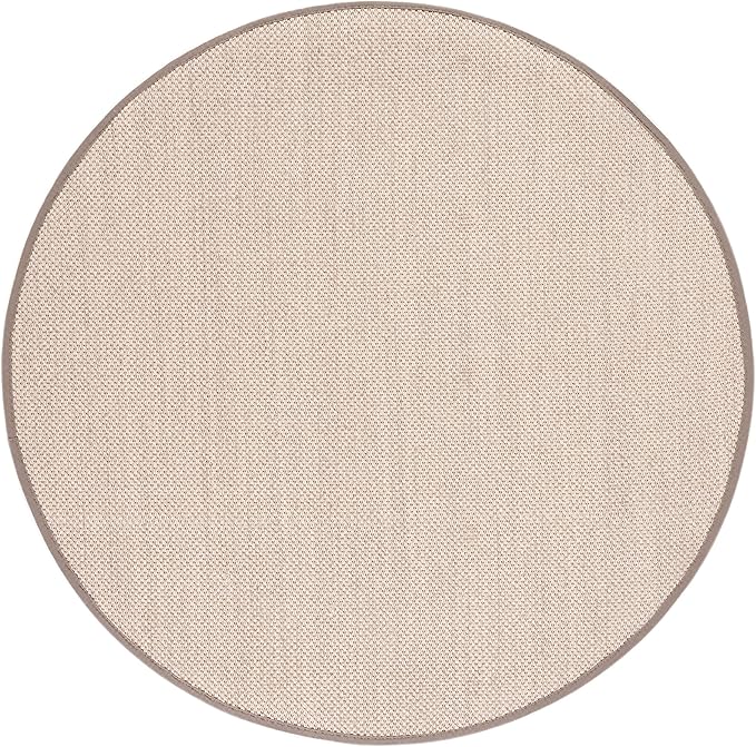 SAFAVIEH Natural Fiber Collection 8' Round Marble / Khaki NF143E Border Sisal Area Rug
