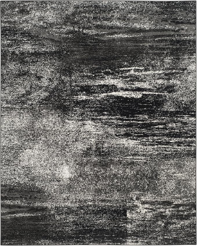 SAFAVIEH Adirondack Collection Accent Rug - 4' x 6', Silver & Black, Modern Abstract Design, Non-Shedding & Easy Care, Ideal for High Traffic Areas in Entryway, Living Room, Bedroom (ADR112A)