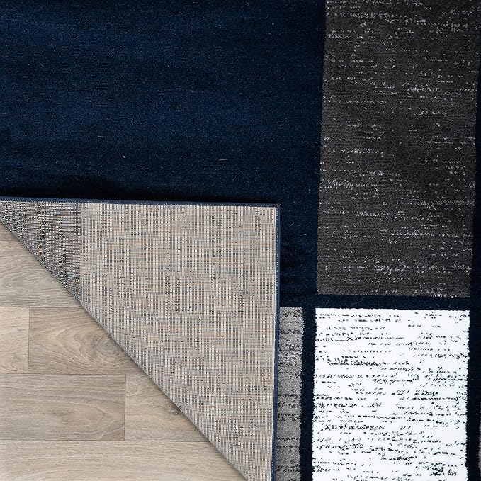 Rugshop Contemporary Modern Boxes Runner Rug 2' x 7'2"Navy