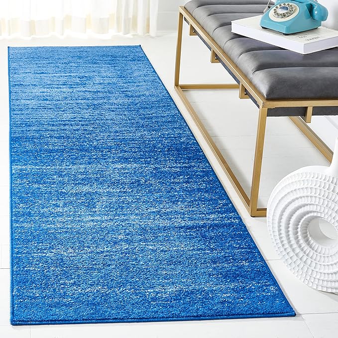 SAFAVIEH Adirondack Collection Runner Rug - 2'6" x 14', Light Blue & Dark Blue, Modern Ombre Design, Non-Shedding & Easy Care, Ideal for High Traffic Areas in Living Room, Bedroom (ADR113F)