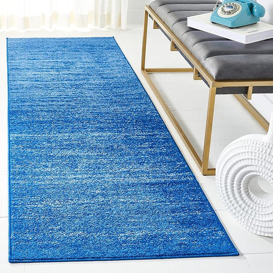 SAFAVIEH Adirondack Collection Runner Rug - 2'6" x 6', Light Blue & Dark Blue, Modern Ombre Design, Non-Shedding & Easy Care, Ideal for High Traffic Areas in Living Room, Bedroom (ADR113F)