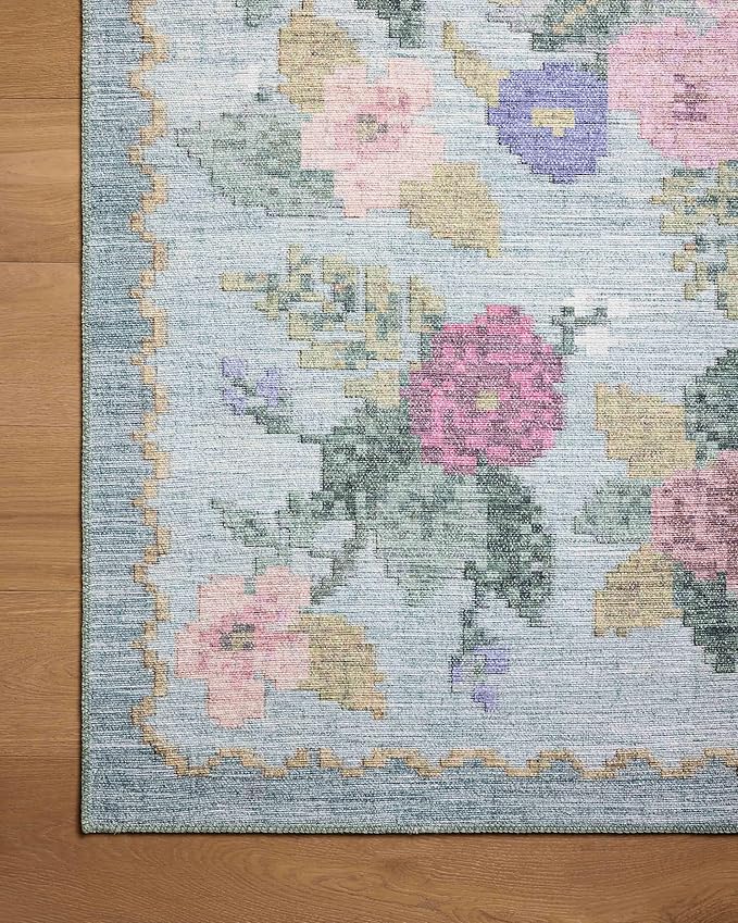 Loloi Rifle Paper Co. Rosa Collection RSA-02 Sky 2'-6" x 12'-0" Runner Rug