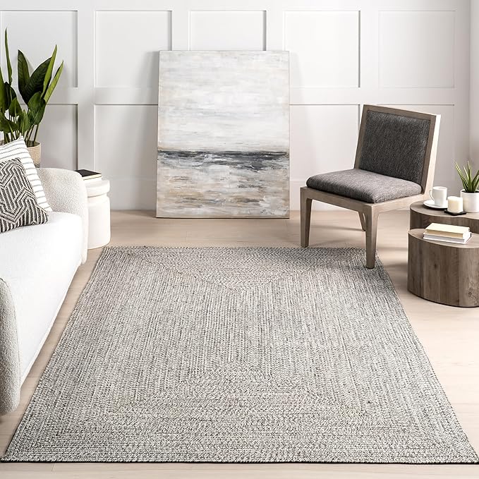 nuLOOM 2' x 14' Solid Hand Braided Indoor/Outdoor Area Rug, Pet-Friendly, High Traffic, Weather Resistant, for Patio, Balcony, Bedroom, Living, Dining Room, Wynn Salt and Pepper