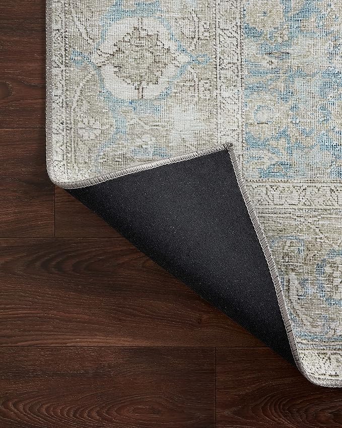 Loloi II Wynter Collection WYN-10 Ocean/Silver 5'-0" x 7'-6", .13" Thick, Area Rug, Soft, Durable, Printed, Vintage Inspired, Low Pile, Non-Shedding, Easy Clean, Living Room Rug