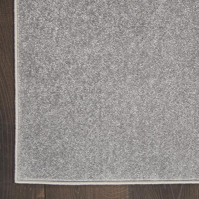 Nourison Essentials Indoor/Outdoor Silver Grey 2'2" x 18 Area Rug, Easy Cleaning, Non Shedding, Bed Room, Living Room, Dining Room, Backyard, Deck, Patio (2x18)