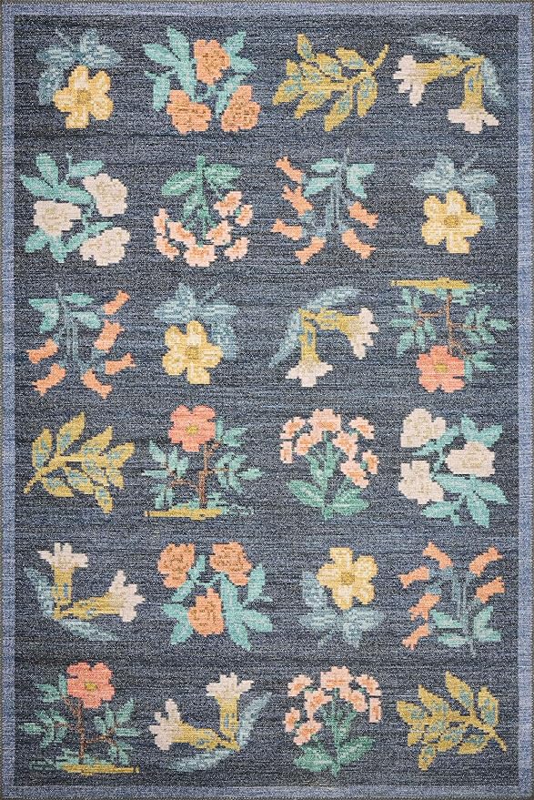 Loloi Rifle Paper Co. Rosa Collection RSA-03 Navy 7'-6" x 9'-6" Area Rug