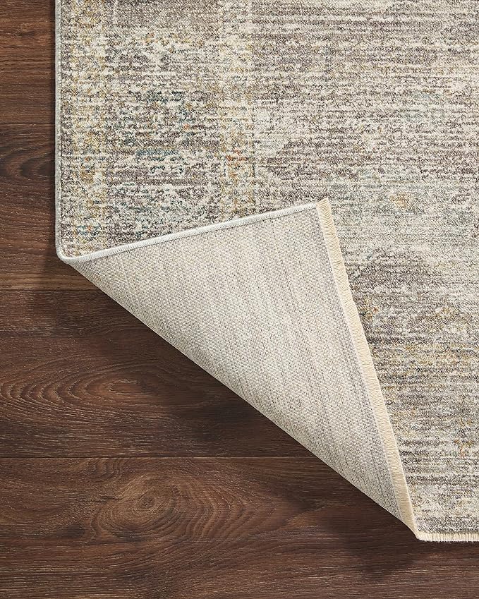 Loloi Magnolia Home by Joanna Gaines Millie Collection MIE-05 Stone/Natural 7'-10" x 7'-10", .25" Pile Height, Round Area Rug