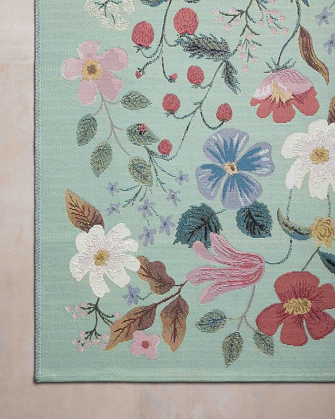 Loloi Rifle Paper Co. Perennial Collection Strawberry Fields PRN-02 Mint 2'-5" x 3'-11" Indoor/Outdoor Accent Rug