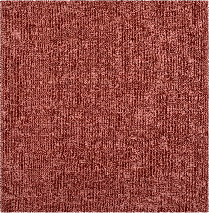 SAFAVIEH Natural Fiber Collection 6' Square Rust NF447C Handmade Chunky Textured Premium Jute 0.75-inch Thick Area Rug