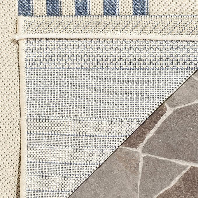 SAFAVIEH Courtyard Collection Area Rug - 5'3" x 7'7", Beige & Blue, Non-Shedding & Easy Care, Indoor/Outdoor & Washable-Ideal for Patio, Backyard, Mudroom (CY6062-233)