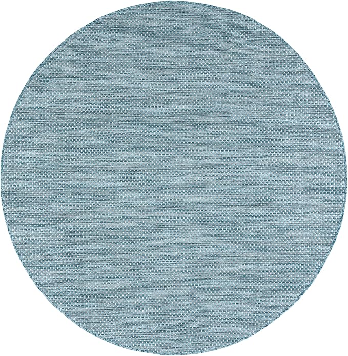 SAFAVIEH Courtyard Collection Area Rug - 9' Round, Aqua & Grey, Non-Shedding & Easy Care, Indoor/Outdoor & Washable-Ideal for Patio, Backyard, Mudroom (CY8521-37121)