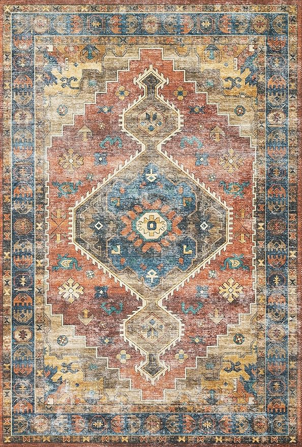 Loloi II Skye Collection SKY-11 Rust/Blue 2'-6" x 10'-0" Runner Rug