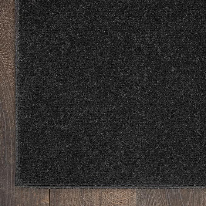 Nourison Essentials Indoor/Outdoor Black 2'2" x 18 Area Rug, Easy Cleaning, Non Shedding, Bed Room, Living Room, Dining Room, Backyard, Deck, Patio (2x18)