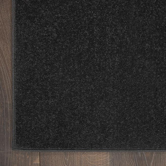 Nourison Essentials Indoor/Outdoor Black 2'2" x 20 Area Rug, Easy Cleaning, Non Shedding, Bed Room, Living Room, Dining Room, Backyard, Deck, Patio (2x20)